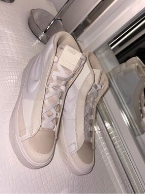Nike Cream & White Mid-Top Sneakers